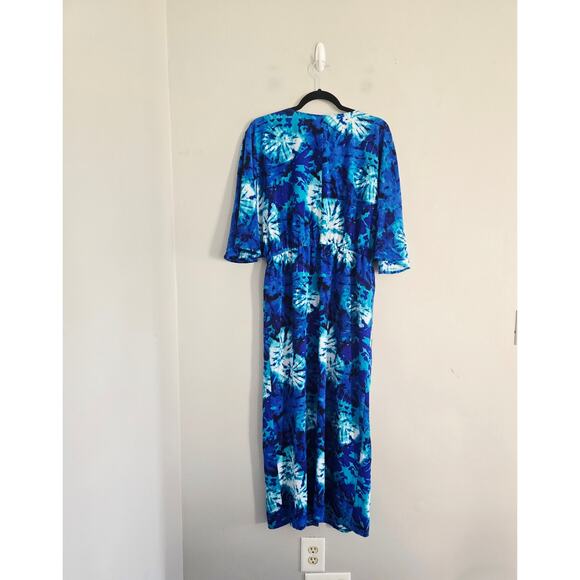 Belle Beach By Kim Gravel Blue Tie Dye Maxi Swim Cover Up M/L - Picture 2 of 4